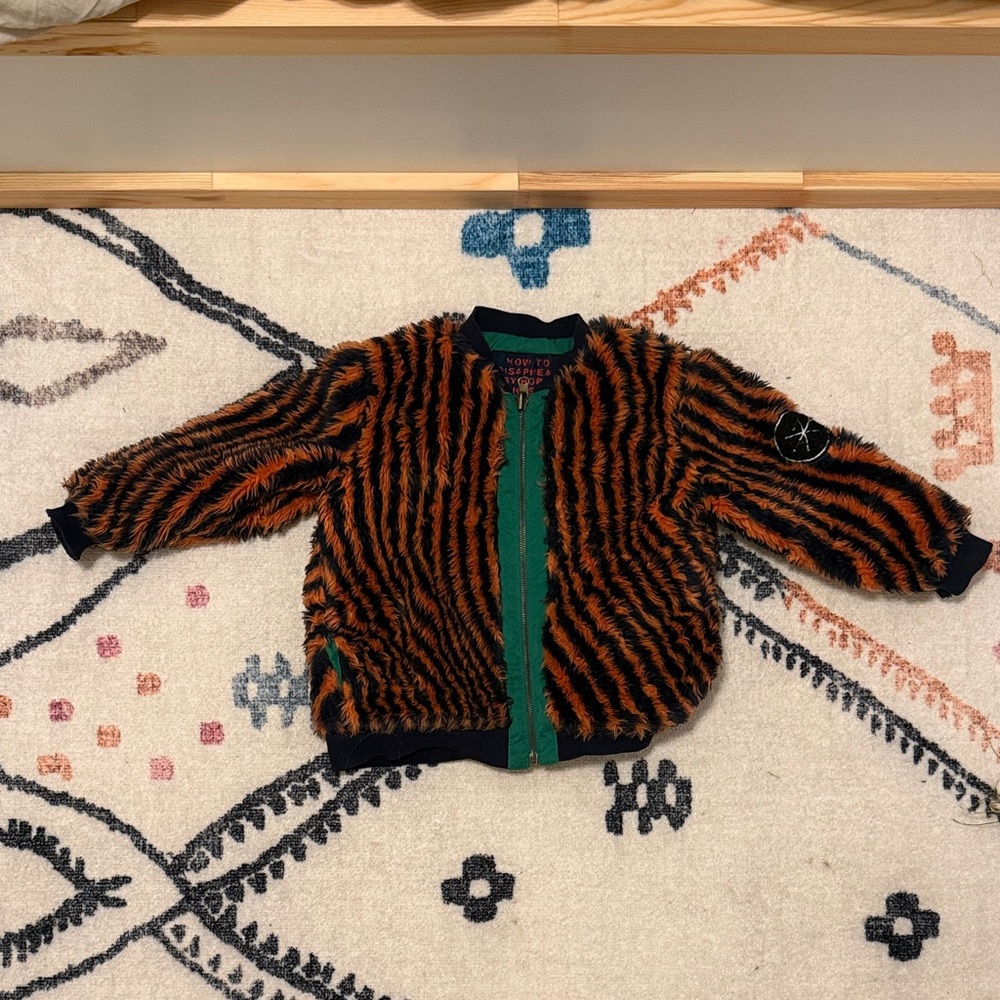 Bobo Choses Reversible Tiger Stripe Faux Fur Jacket